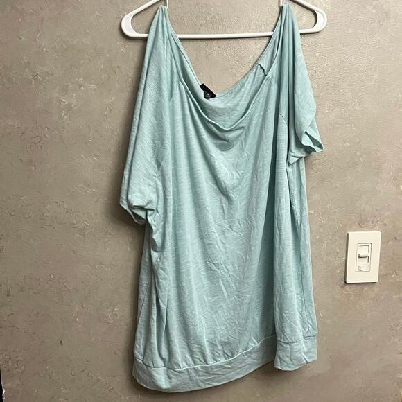 TORRID Plus Size 4 (26) Off-Shoulder Featherlight Slub Tee Mint Green - Picture 11 of 11